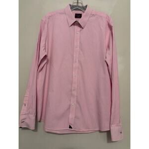 UNTUCKit Button Down Shirt Pink & White Stripe 100% Cotton Mens Large Preppy